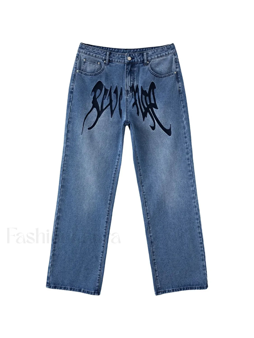 Men’s Washed Revenge Straight Leg Jeans loose jeans