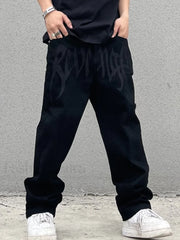 Men’s Washed Revenge Straight Leg Jeans loose jeans