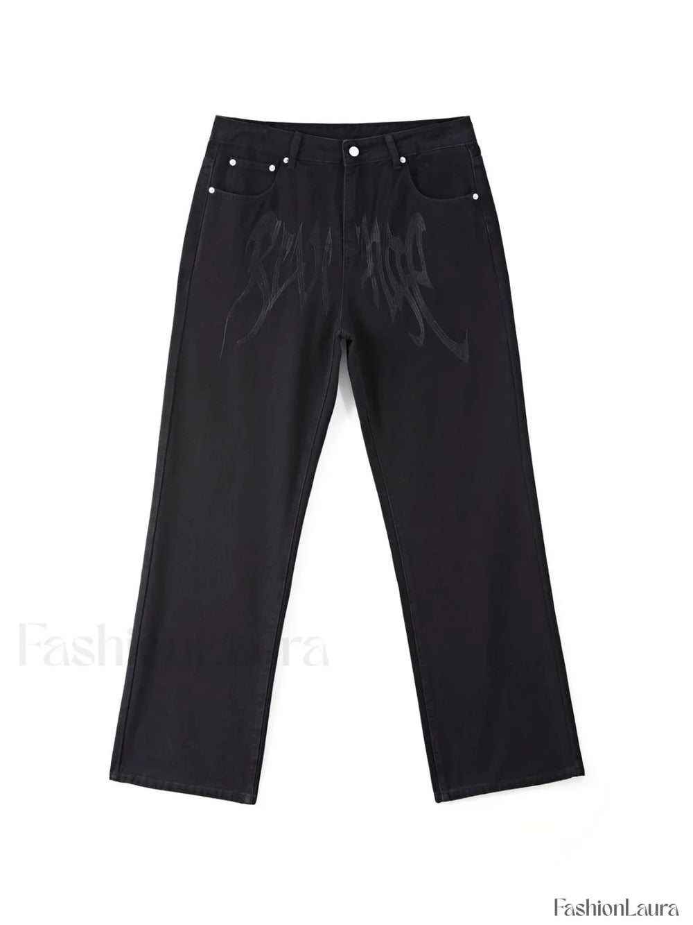 Men’s Washed Revenge Straight Leg Jeans loose jeans