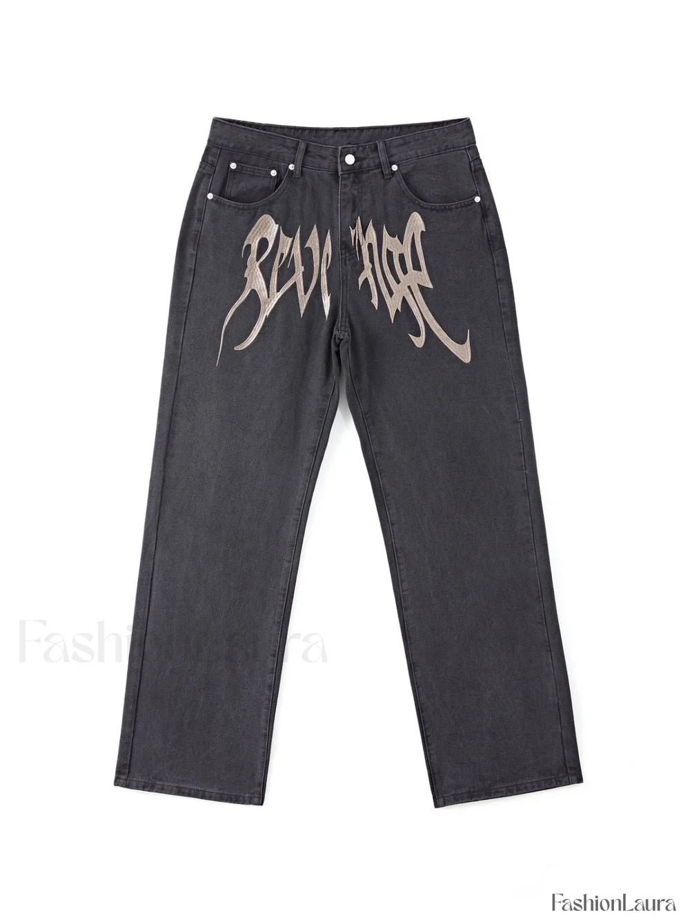 Men’s Washed Revenge Straight Leg Jeans loose jeans