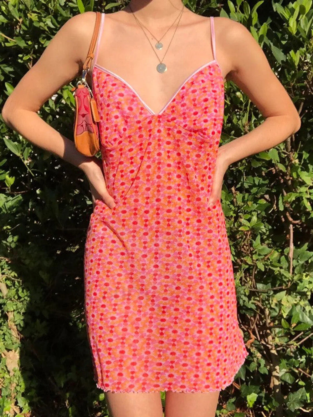 Mesh Floral Mini Dress Pink / S Mini Dresses