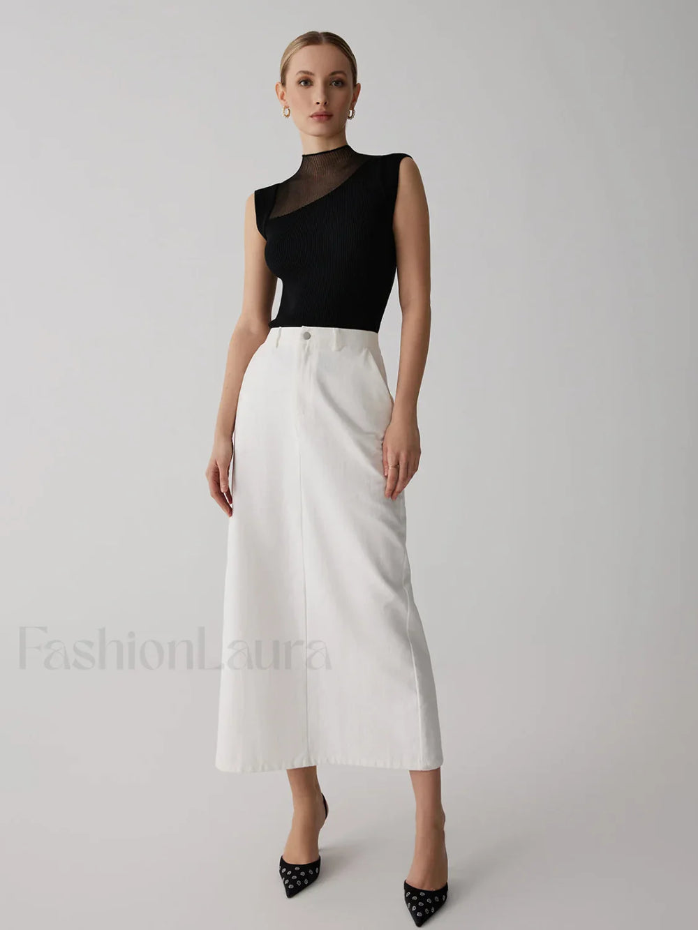 Mesh Patchwork Sleeveless Top Knit Tops