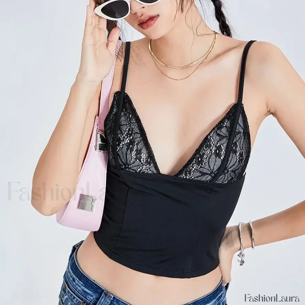 Mesh Spaghetti Backless Crop Top