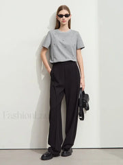 Metal Letter Print Cotton T Shirt