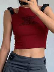 Metal Strap Cutout Cropped Tank Top Tops&Tees