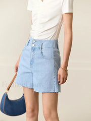 Minimalism Blue Loose Denim Short Blue / S