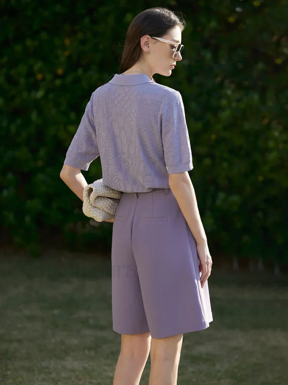 Minimalism Office Lady Shirring Wide Leg Casual Short