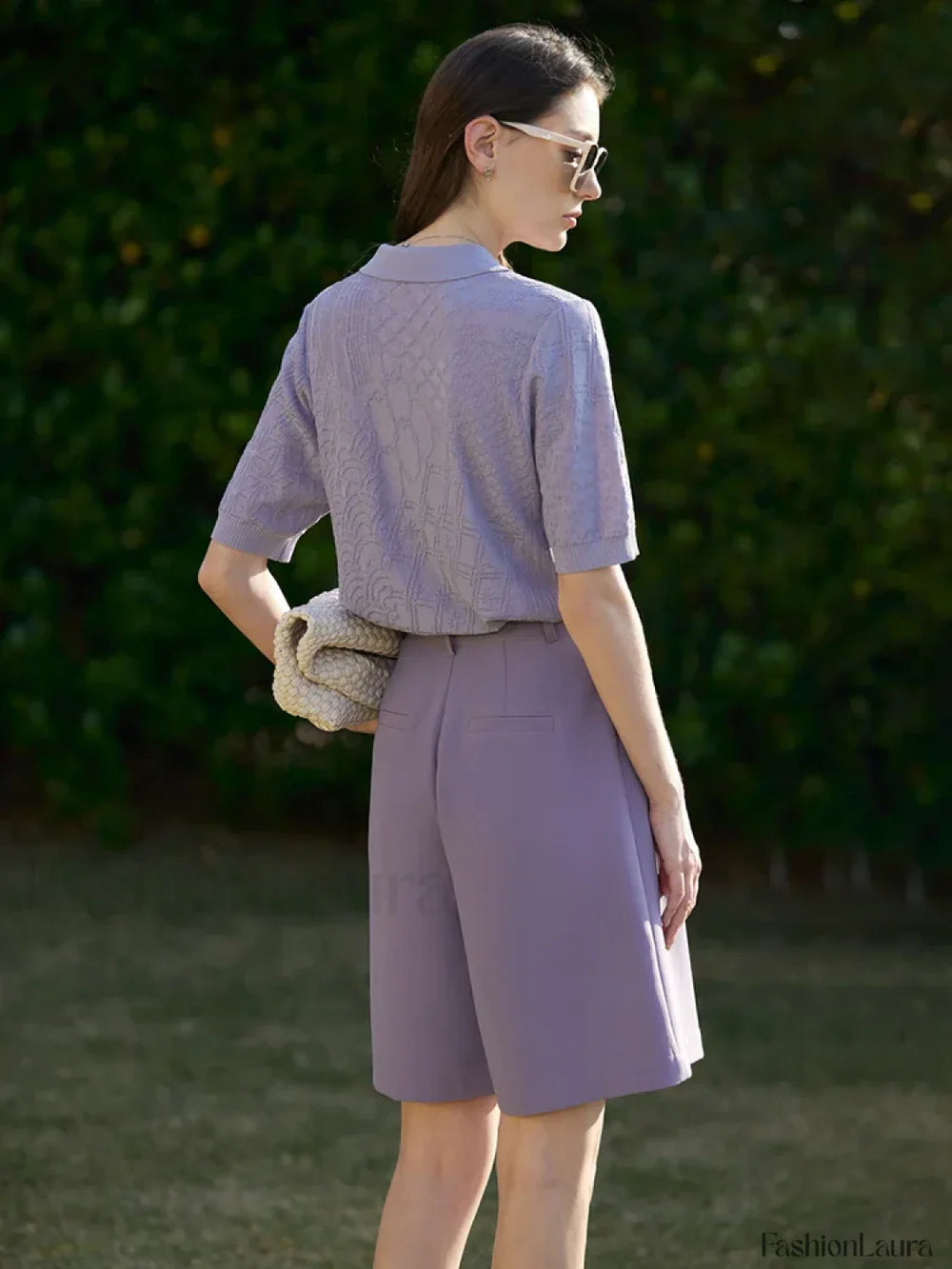 Minimalism Office Lady Shirring Wide Leg Casual Short