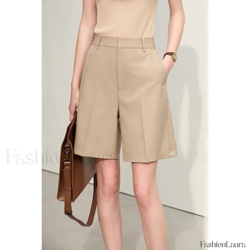 Minimalism Professional Style Solid Straight Casual Short Coffee / S