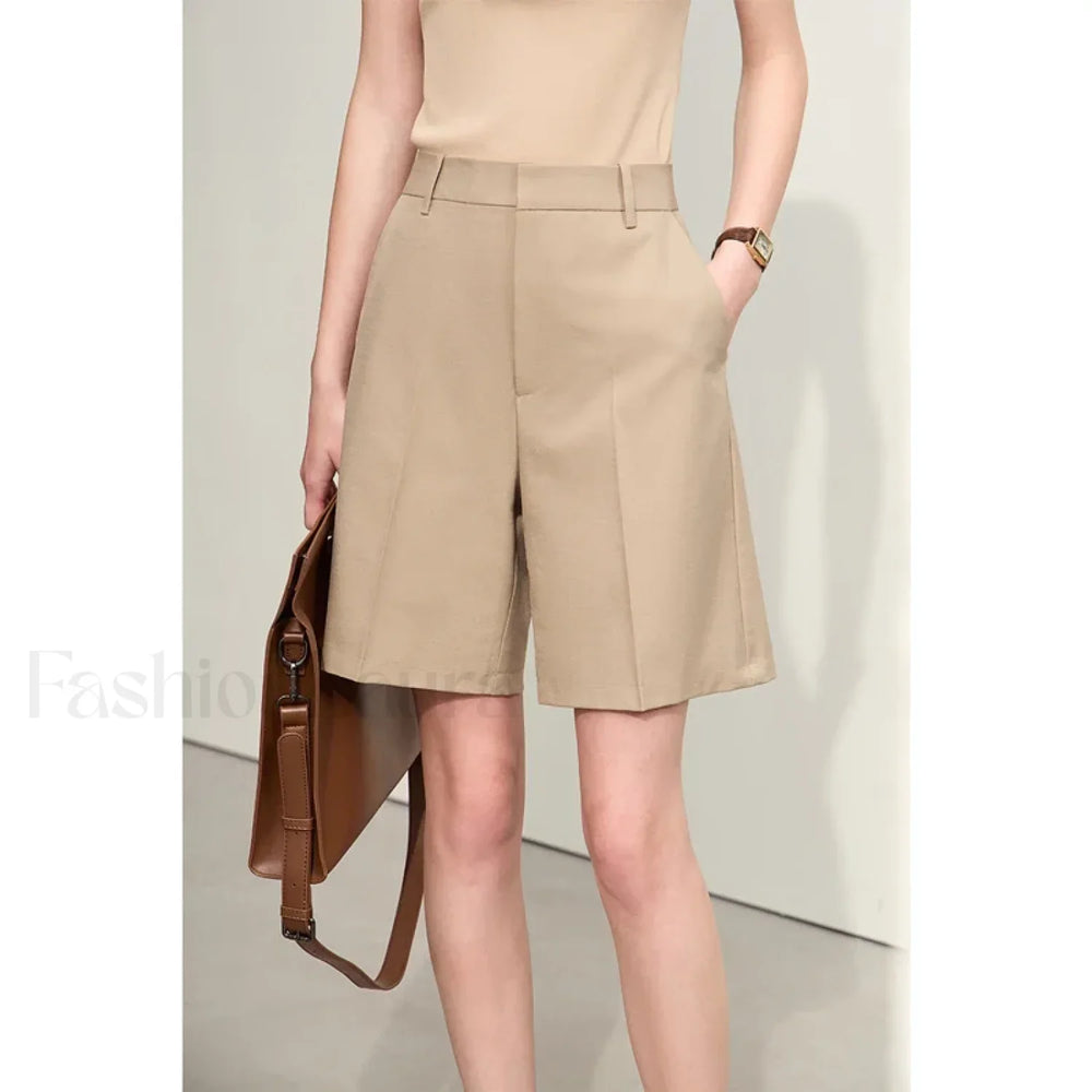 Minimalism Professional Style Solid Straight Casual Short Coffee / S