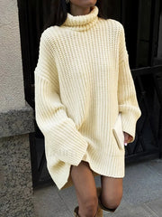 Minimalism Turtleneck Short Sweater Dress Beige / XS Sweater Dresses