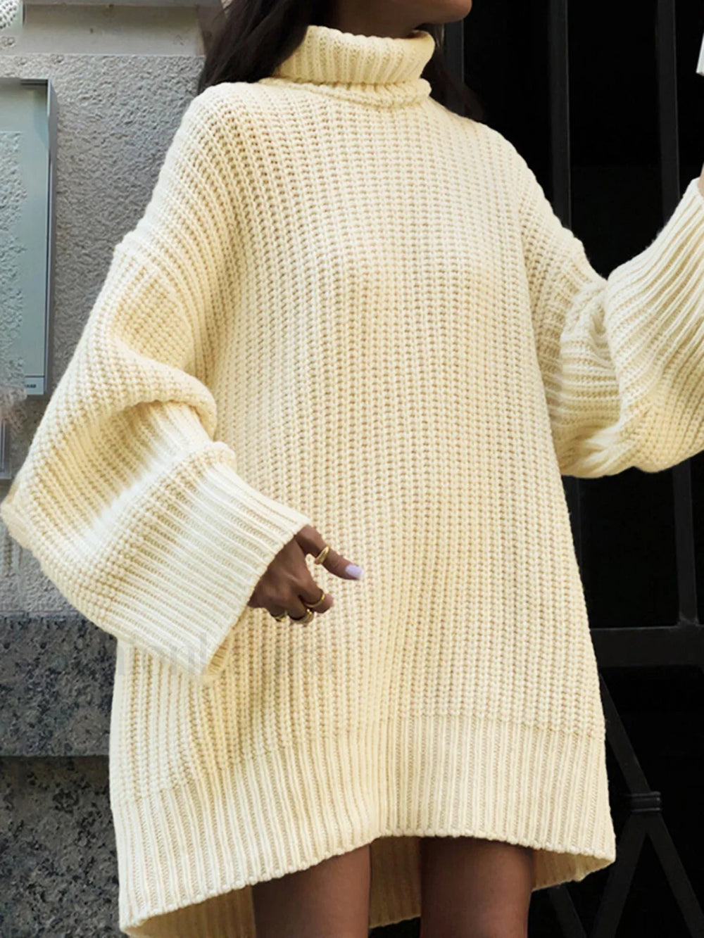 Minimalism Turtleneck Short Sweater Dress Sweater Dresses