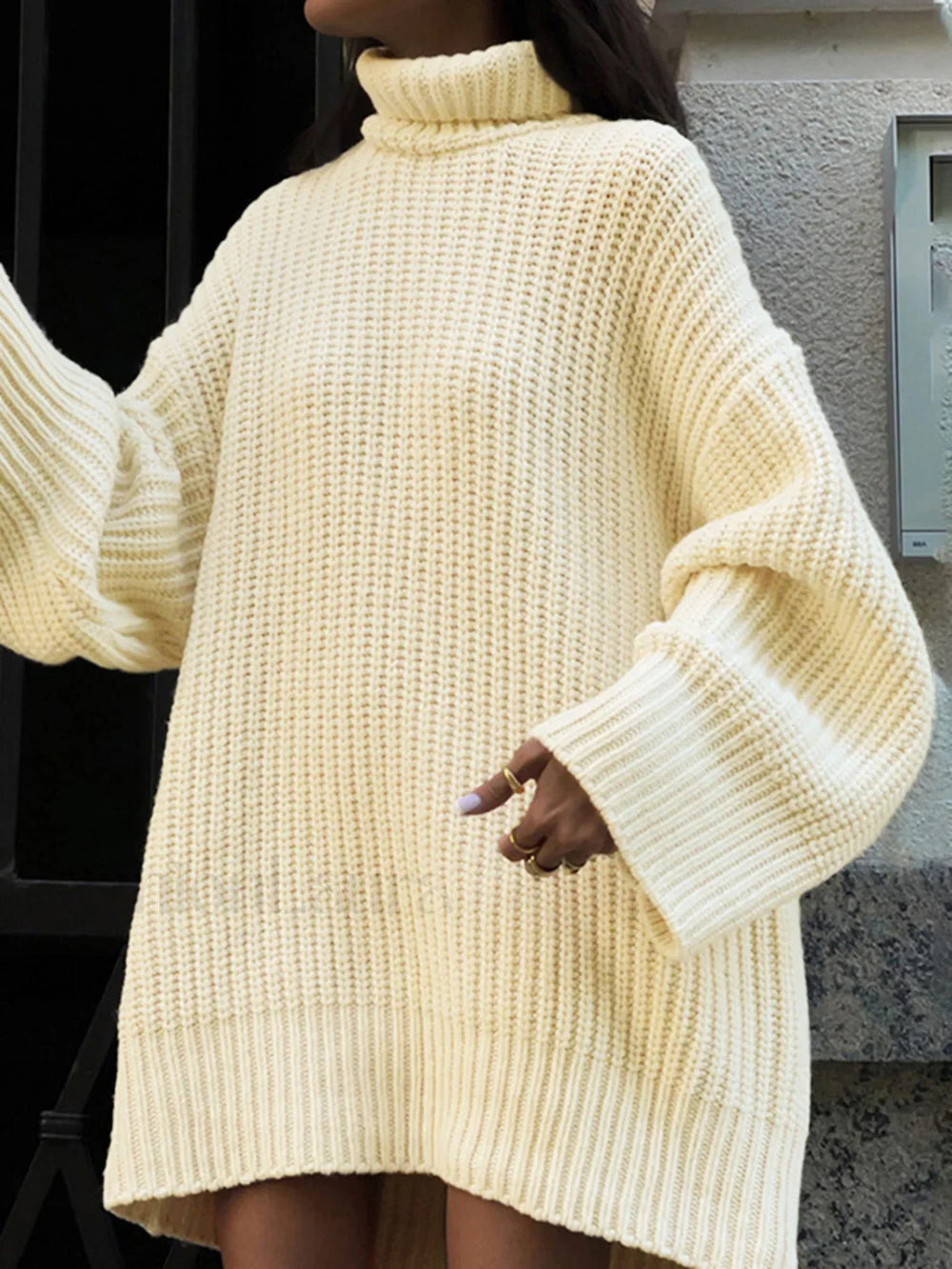 Minimalism Turtleneck Short Sweater Dress Sweater Dresses