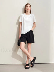 Minimalism Women Denim Casual Loose Retro Straight Short