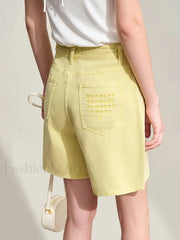 Minimalism Women Denim Casual Loose Retro Straight Short