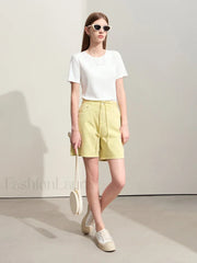 Minimalism Women Denim Casual Loose Retro Straight Short