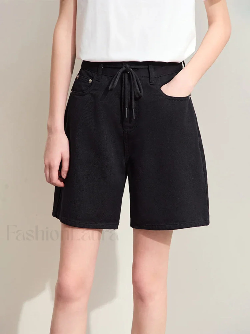 Minimalism Women Denim Casual Loose Retro Straight Short