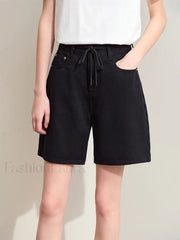 Minimalism Women Denim Casual Loose Retro Straight Short