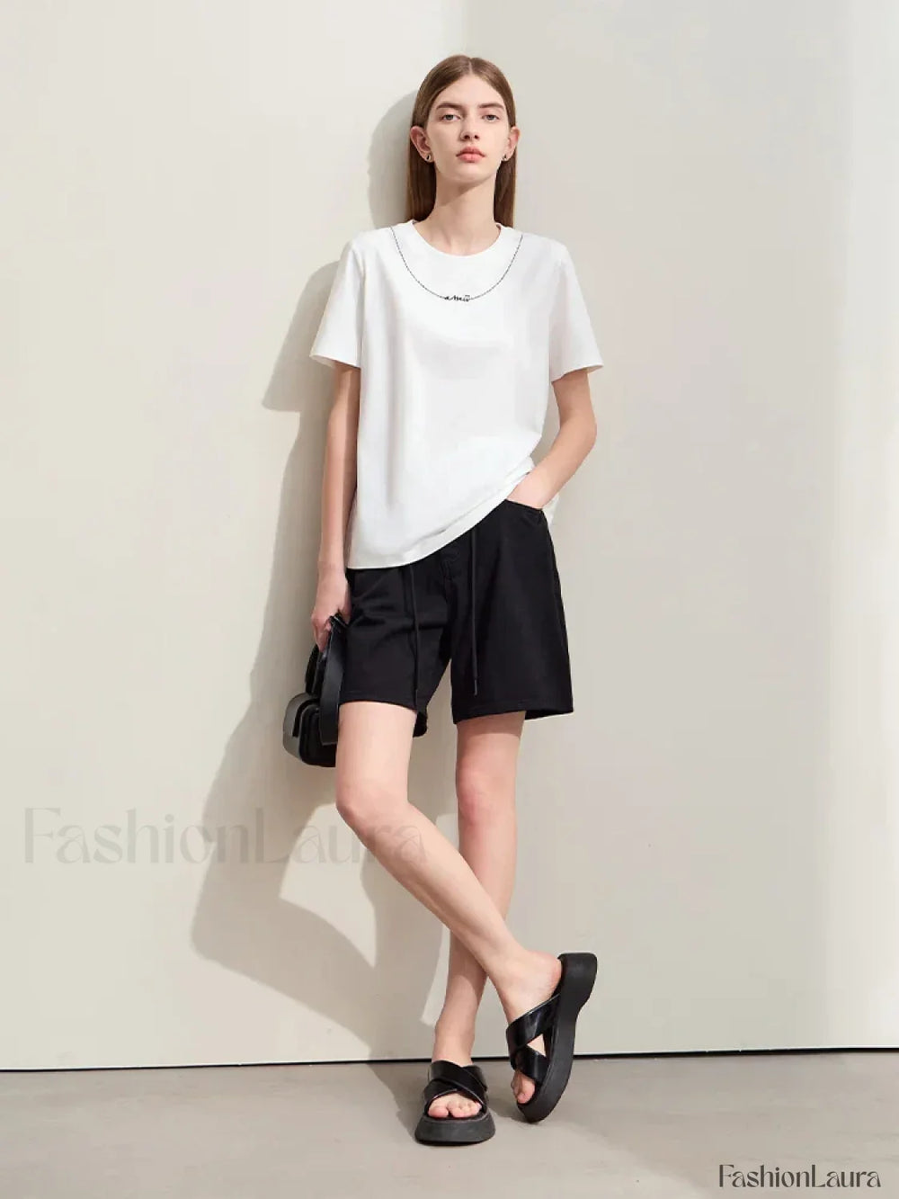 Minimalism Women Denim Casual Loose Retro Straight Short