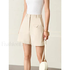 Minimalism Women Straight Casual Office Lady Black Short apricot / S