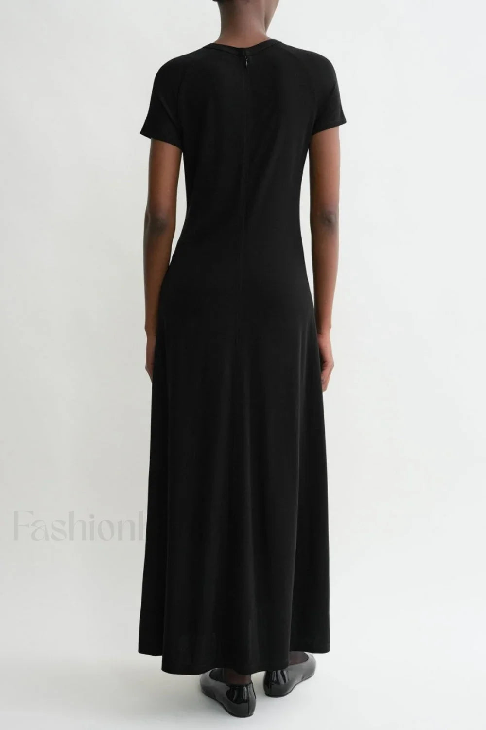 Minimalist A Line Round Neck Short Sleeve Work Dress