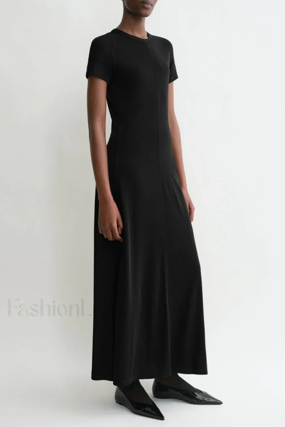 Minimalist A Line Round Neck Short Sleeve Work Dress