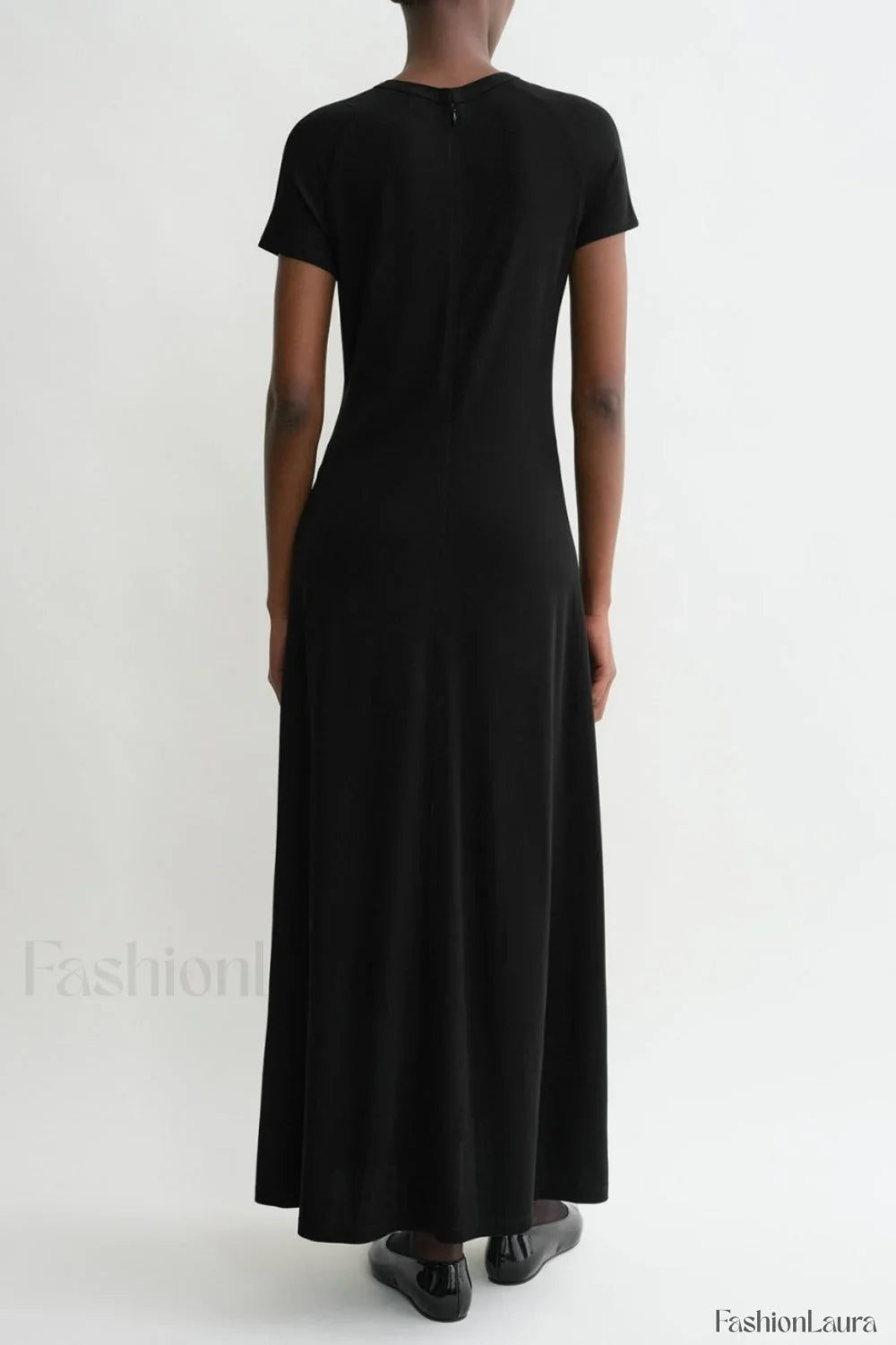 Minimalist A Line Round Neck Short Sleeve Work Dress