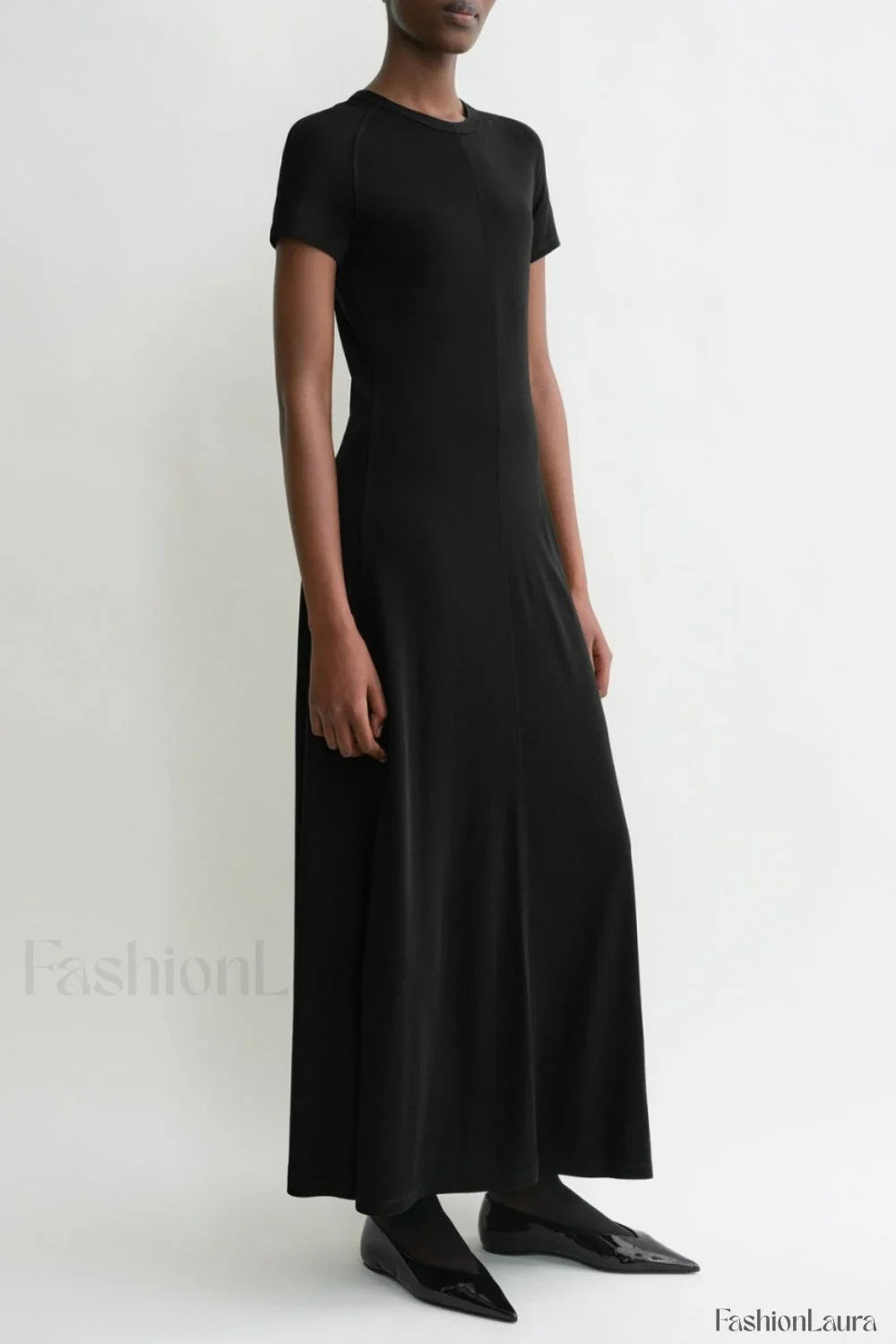 Minimalist A Line Round Neck Short Sleeve Work Dress