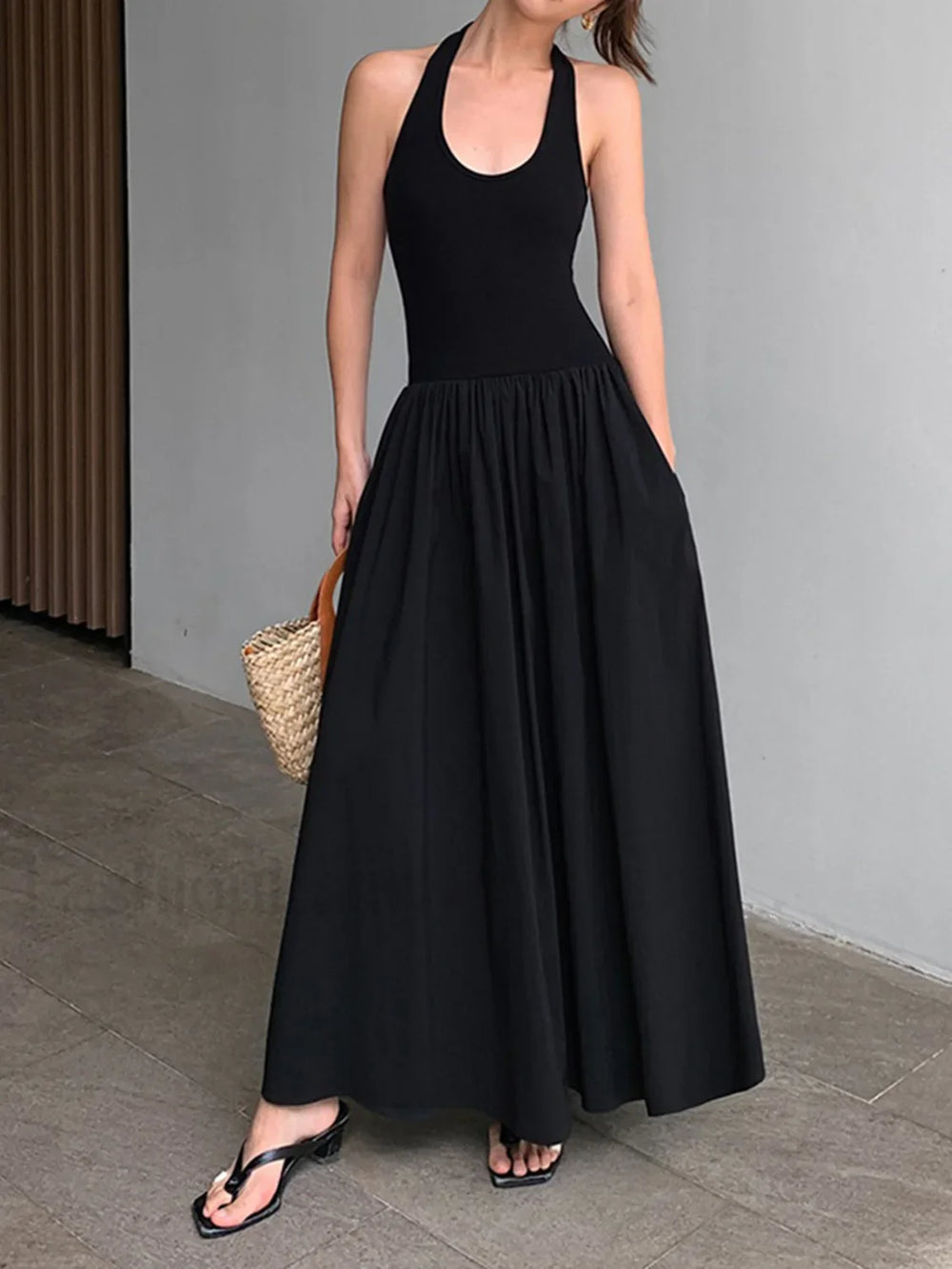Minimalist Halter Backless Long Dress Dresses