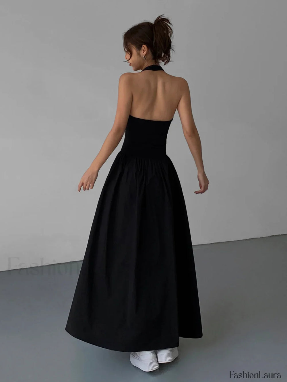 Minimalist Halter Graceful Backless Long Dress Black / XS Dresses