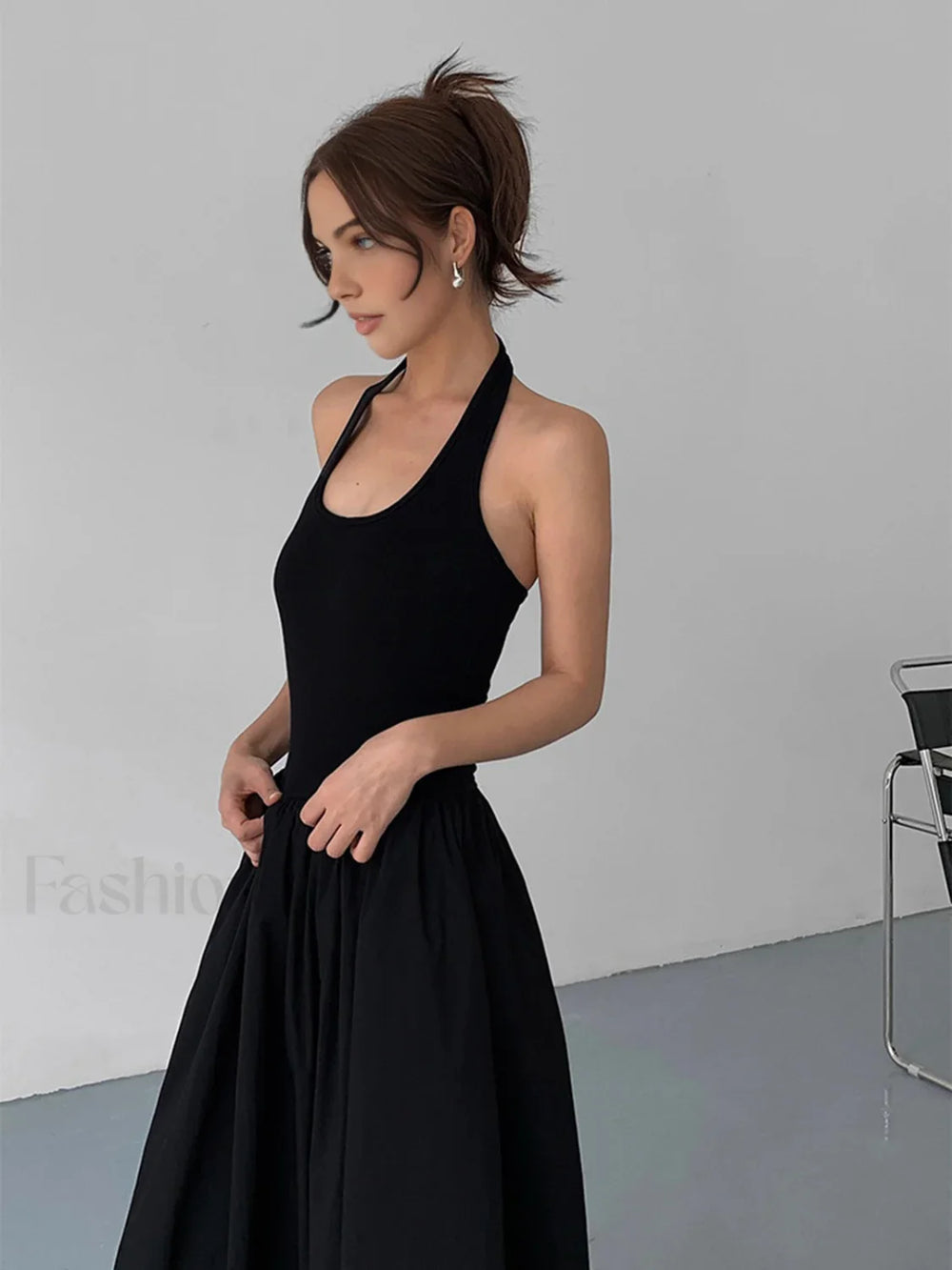 Minimalist Halter Graceful Backless Long Dress Dresses