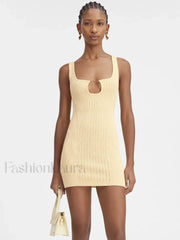 Minimalist Knit Party Mini Dress YELLOW / One Size / CHINA