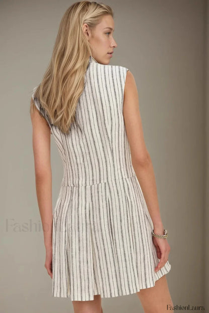 Minimalist Slimming Sleeveless Button Front Work Dress