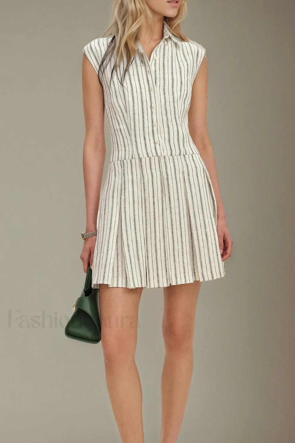 Minimalist Slimming Sleeveless Button Front Work Dress