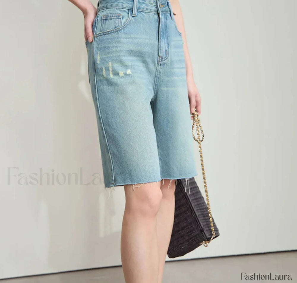 Minimalist Summer Denim High Waist Loose Cotton Short