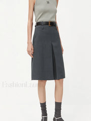 Minimlism Unbelted Graceful Midi Skirt Grey / XS Skirts