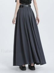 Modern Academia Graceful Pleat Maxi Skirt Skirts