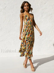 Multi Color Print Cami Midi Dress Dresses