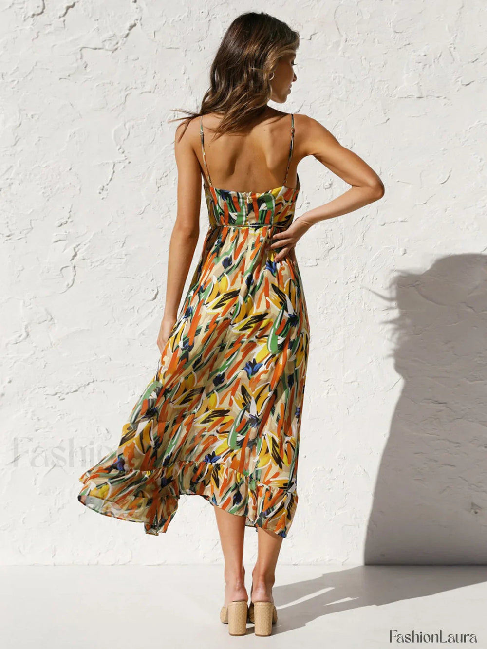 Multi Color Print Cami Midi Dress Dresses