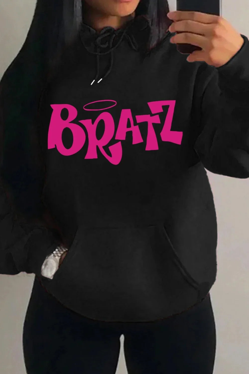 Multicolor Streetwear Pocket Hoodie Black / S