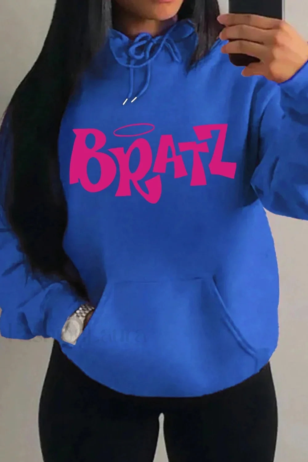 Multicolor Streetwear Pocket Hoodie Blue / S