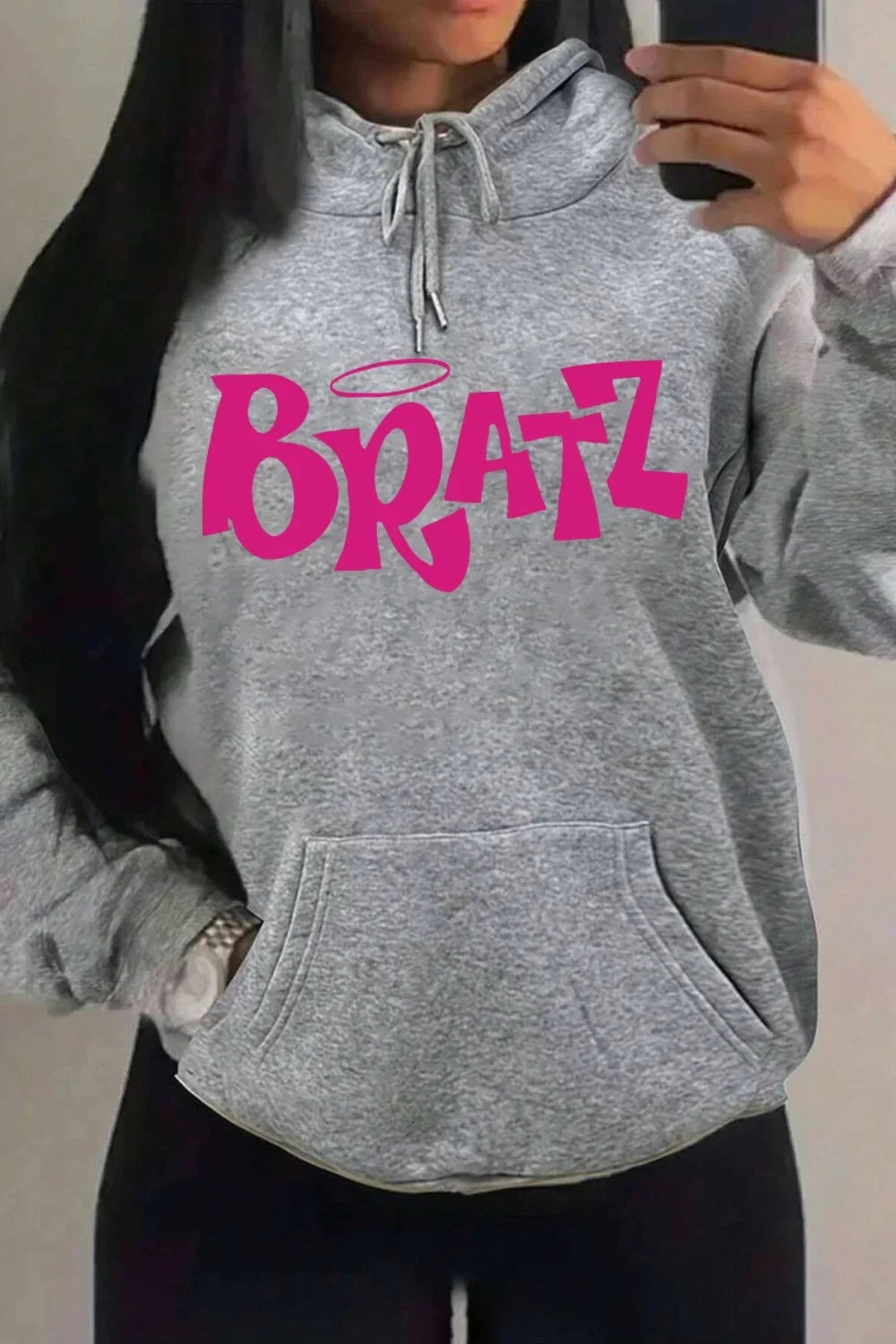 Multicolor Streetwear Pocket Hoodie Grey / S