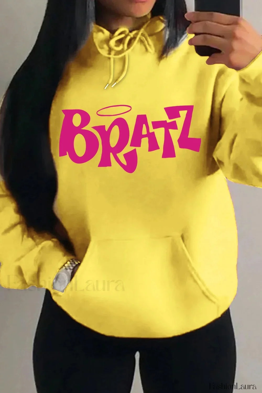 Multicolor Streetwear Pocket Hoodie Yellow / S