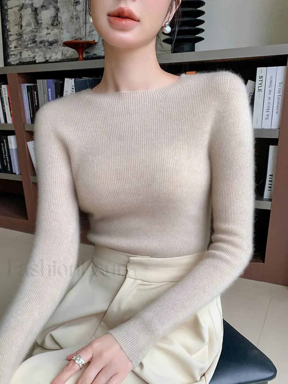 New Fashion Women’s Slim O neck Half Sleeve Pullover Solid Color Merino Wool Sweater Sweaters L