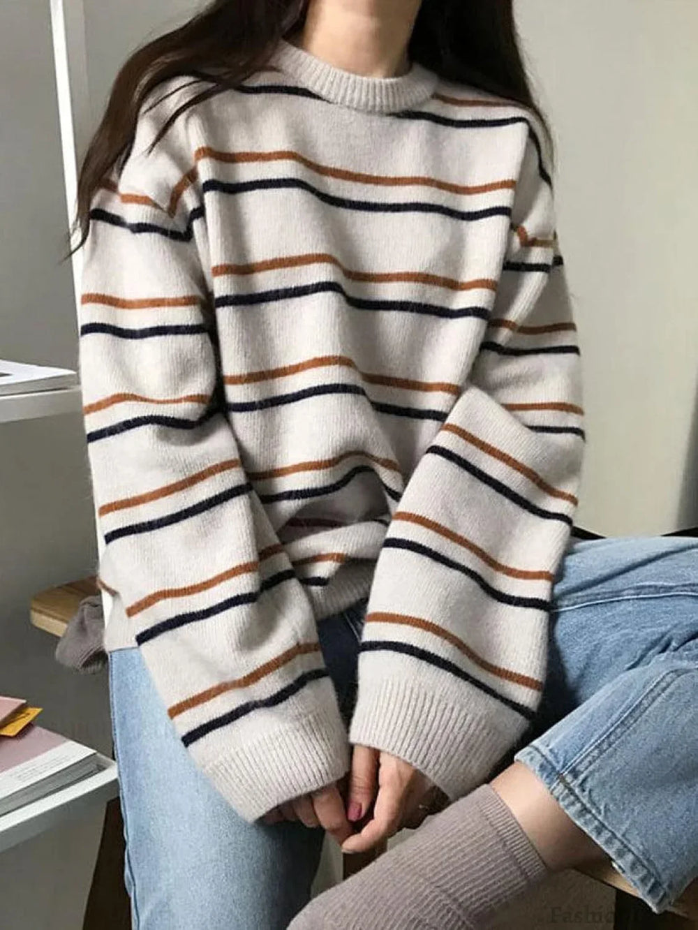 New Student Striped Sweater White / ONE SIZE Sweaters