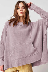 Newly Waffle Oversized Hooded Hoodie Purple / S