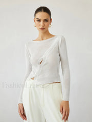 Oblique Buttoned Cover Trendy Up Knit Top Sweaters L