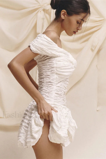 Off Shoulder Backless Bodycon Solid Mini Dress