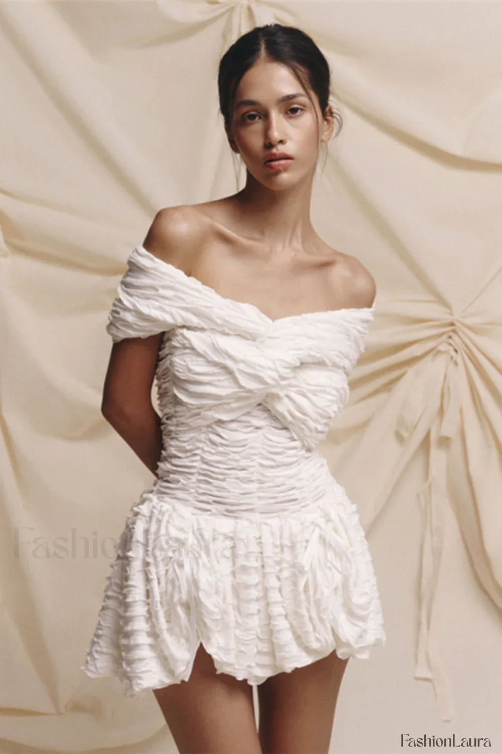 Off Shoulder Backless Bodycon Solid Mini Dress