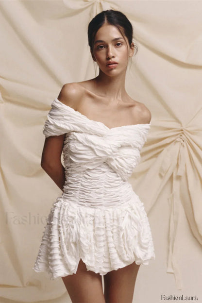 Off Shoulder Backless Bodycon Solid Mini Dress